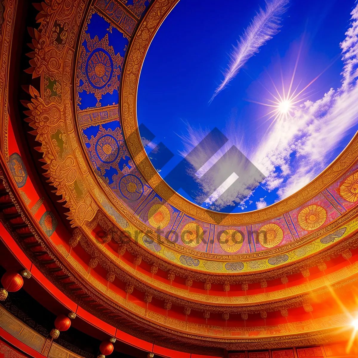 Picture of Modern Fractal Dome: Vibrant 3D Graphic with Colorful Lines