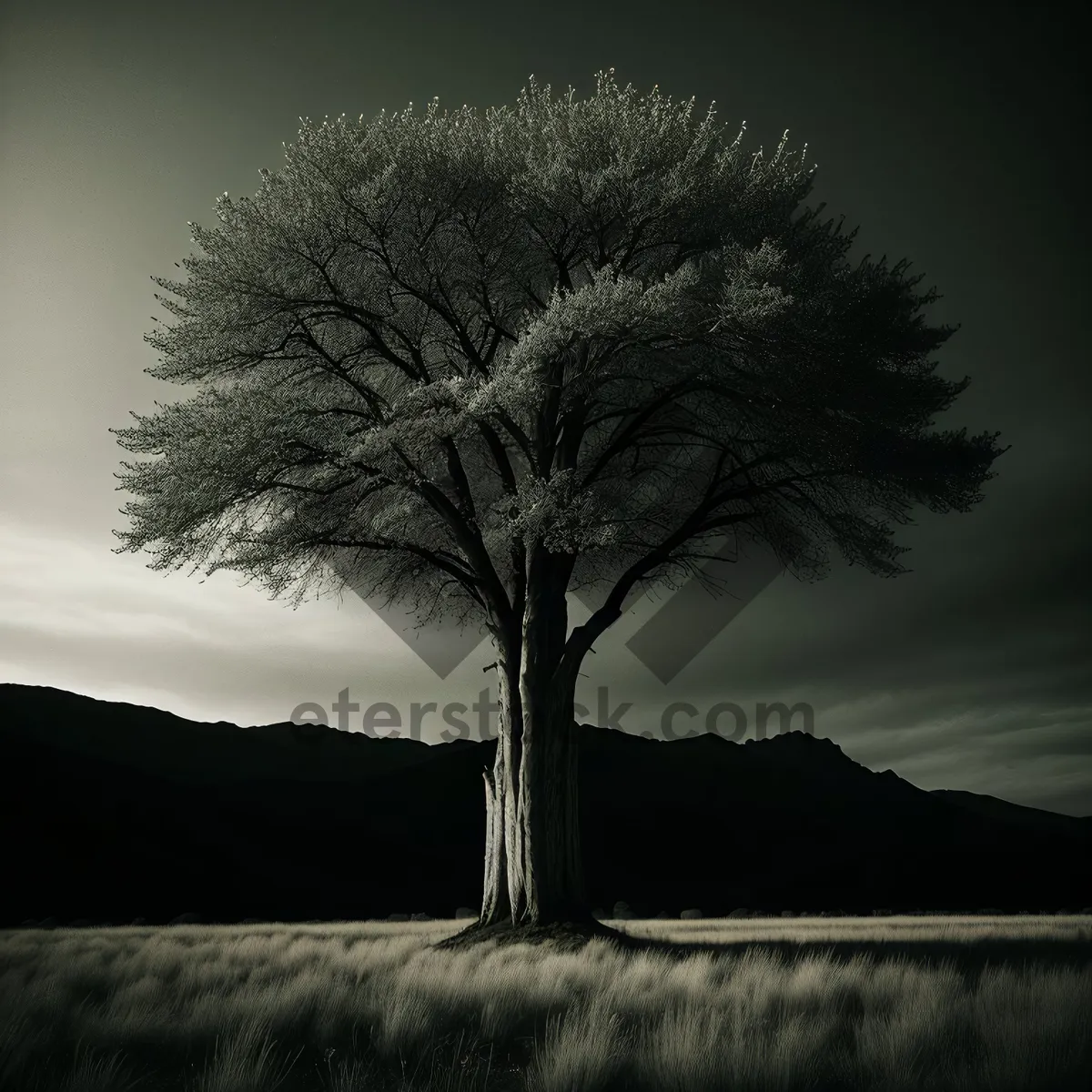 Picture of Serenity in the Woody Field: Yucca and Trees