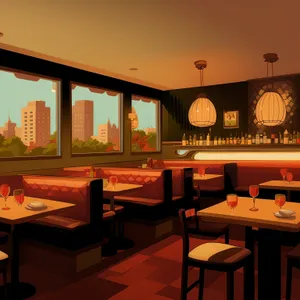 Modern restaurant interior design with luxury furniture and lamp