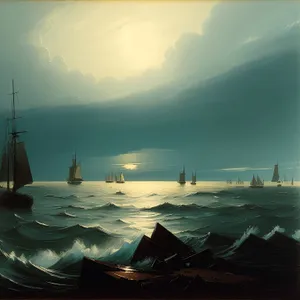 Serene Marina with Ships and Skyline