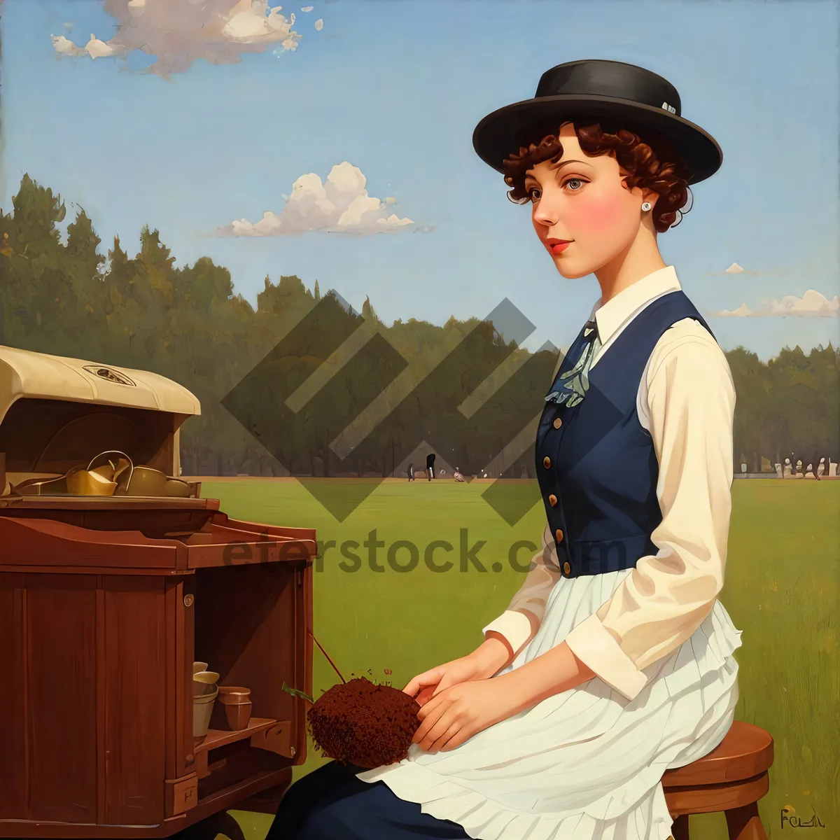 Picture of Happy Male Waiter in Dining Room