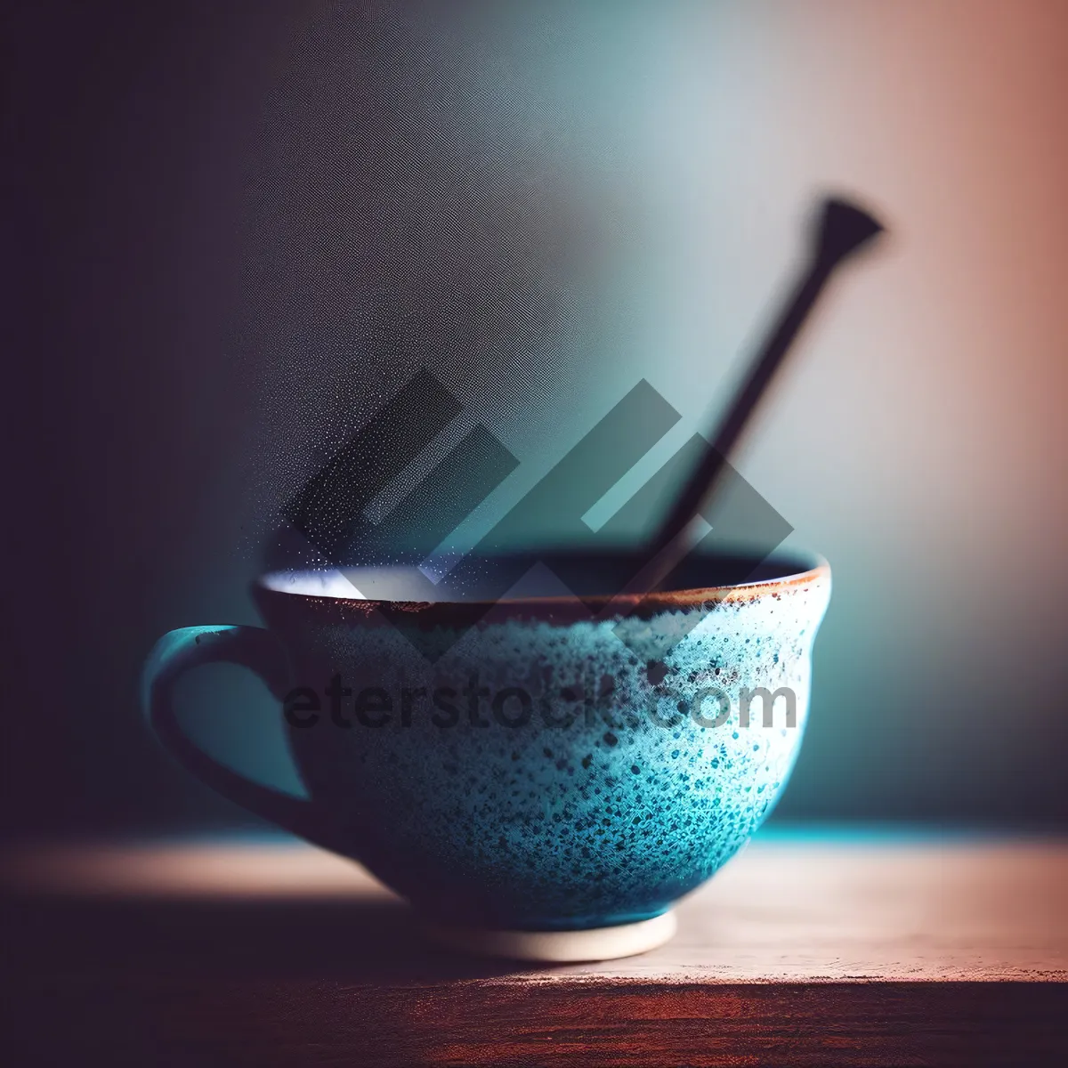 Picture of Hot Beverage Cup With Saucer and Spoon.