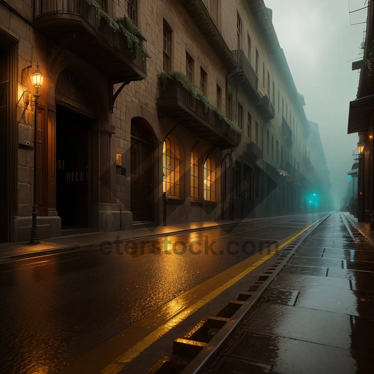 Picture of City Night Lights with Train Station