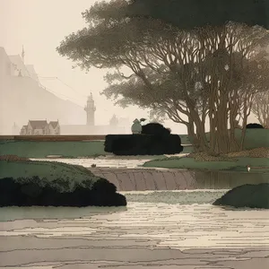 Serene island coast under cloudy skies