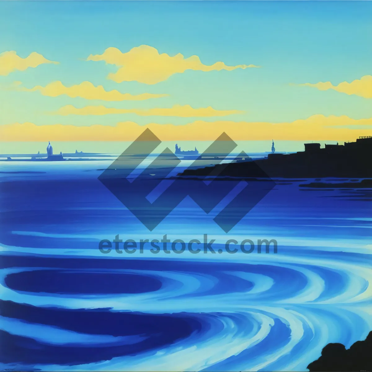 Picture of Serene Seascape: Tranquil Beach and Ocean Landscape