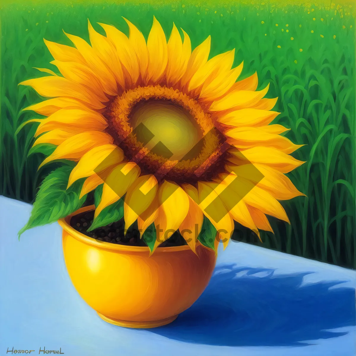 Picture of Vibrant Sunflower Blooming Under Sunny Skies.