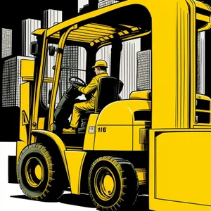 Yellow Forklift on Industrial Road: Heavy Equipment Transportation