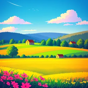 Infinite Serenity: A Bucolic Summer Meadow under Clear Skies