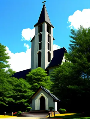 Old Church Bell Tower in Historical Town