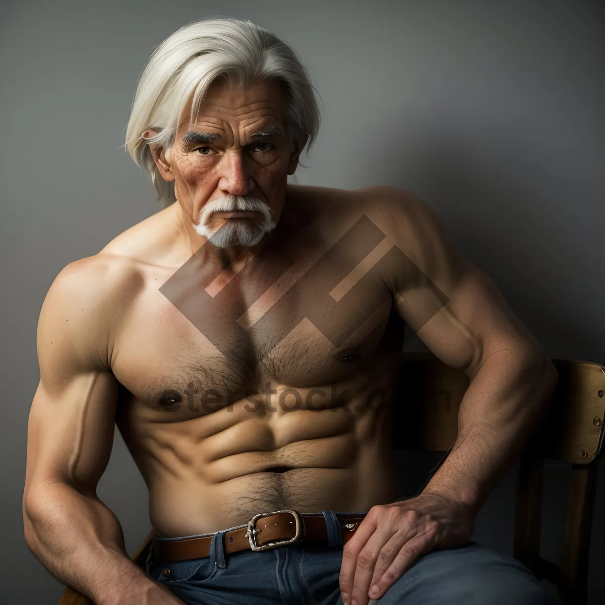 Picture of Muscular man with strong arm and abs