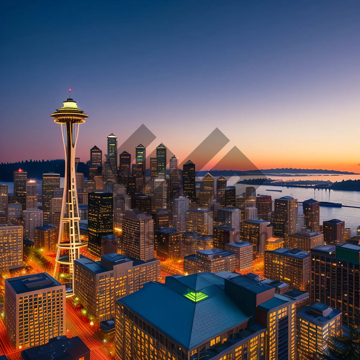 Picture of City Lights Reflect on Stunning Waterfront Skyline