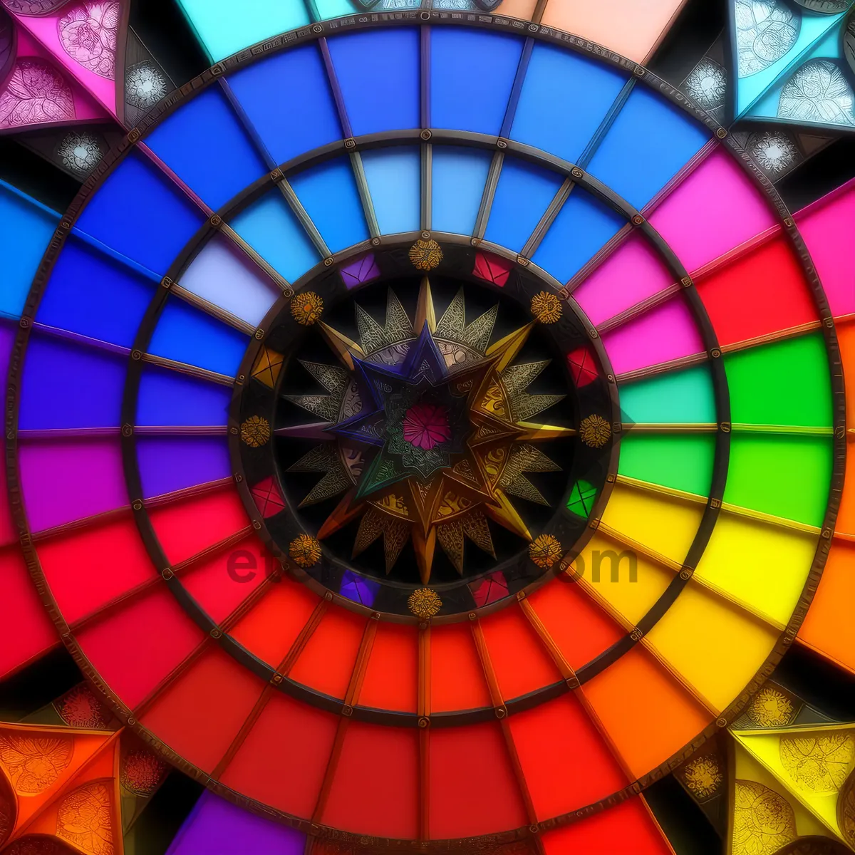 Picture of Colorful Window Mosaic: Vibrant Artistic Balloon Design