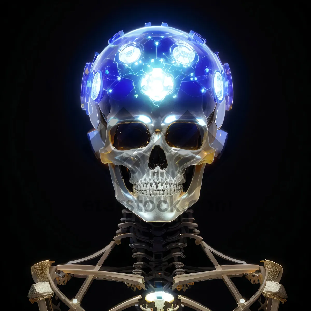 Picture of Scary Pirate Skeleton Head - 3D Anatomy Horror