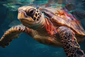 Swimming Sea Turtle in Tropical Reef.appcompat