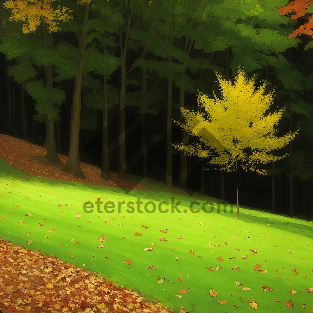 Picture of Sunny Autumn Golf Course Landscape