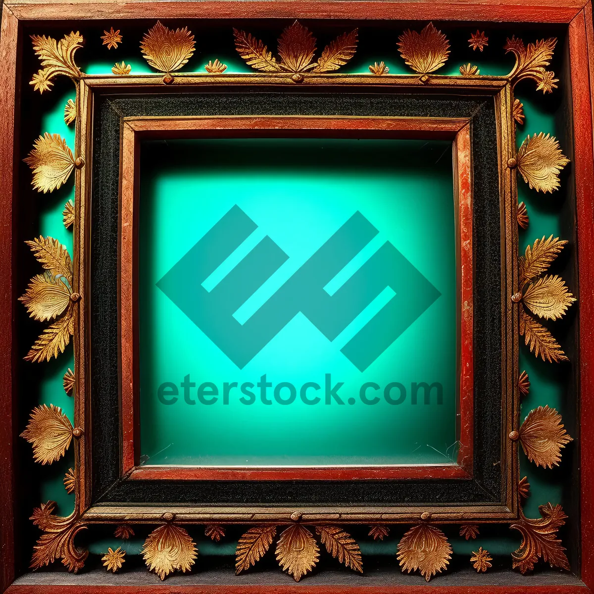 Picture of Vintage Golden Wooden Frame with Empty Space