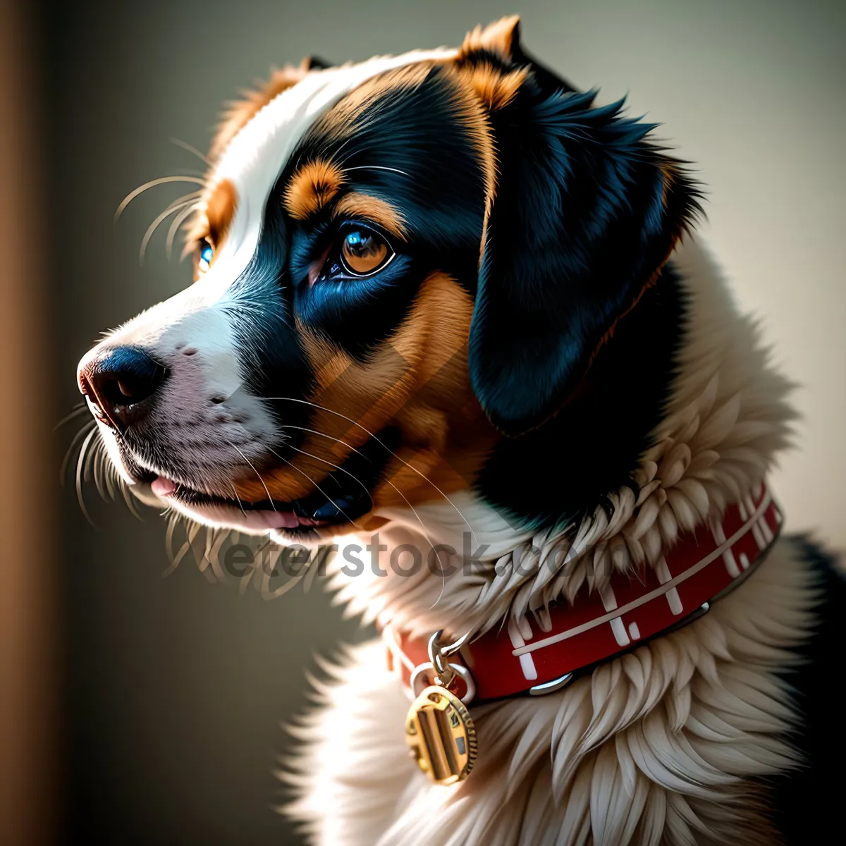 Picture of Adorable Greater Swiss Mountain Dog Puppy on Leash