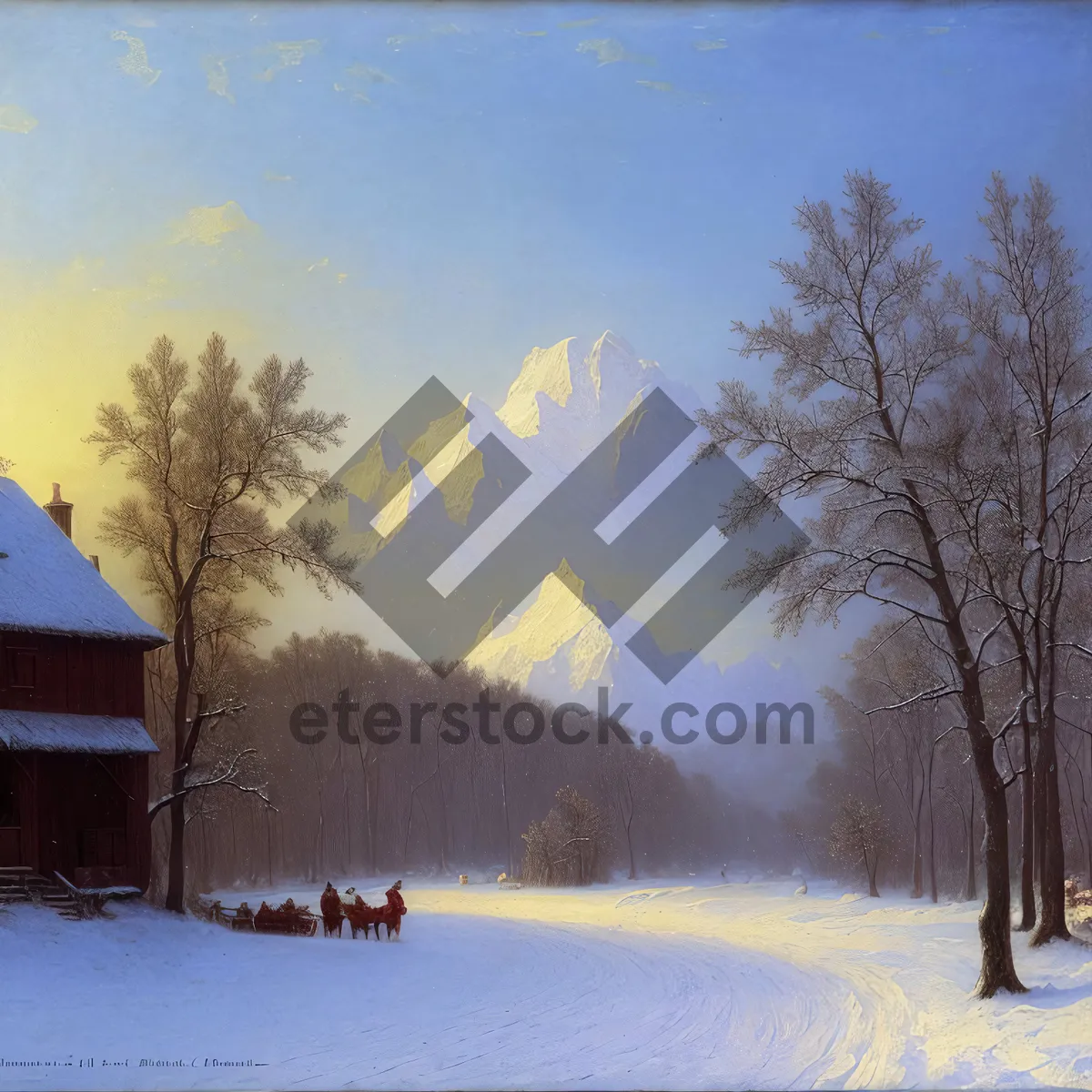 Picture of Frosty Winter Wonderland: Snowy Forest Landscape and Ski Slope