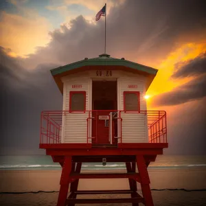 Vintage Lighthouse by the Sea