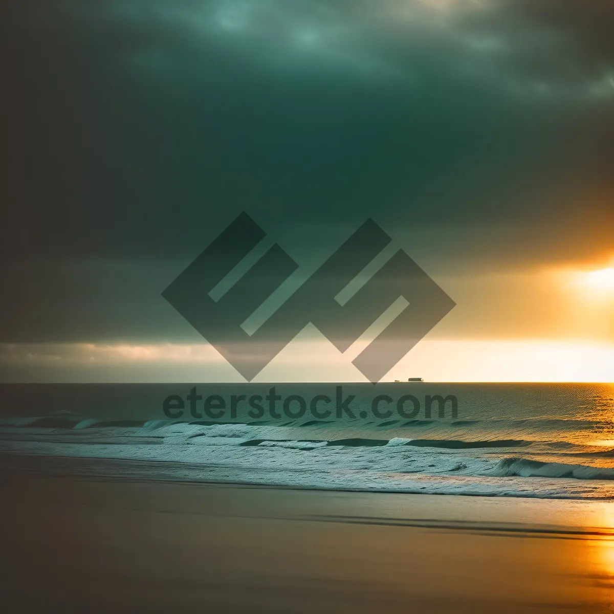 Picture of Tropical Sunset Over Tranquil Ocean Waves