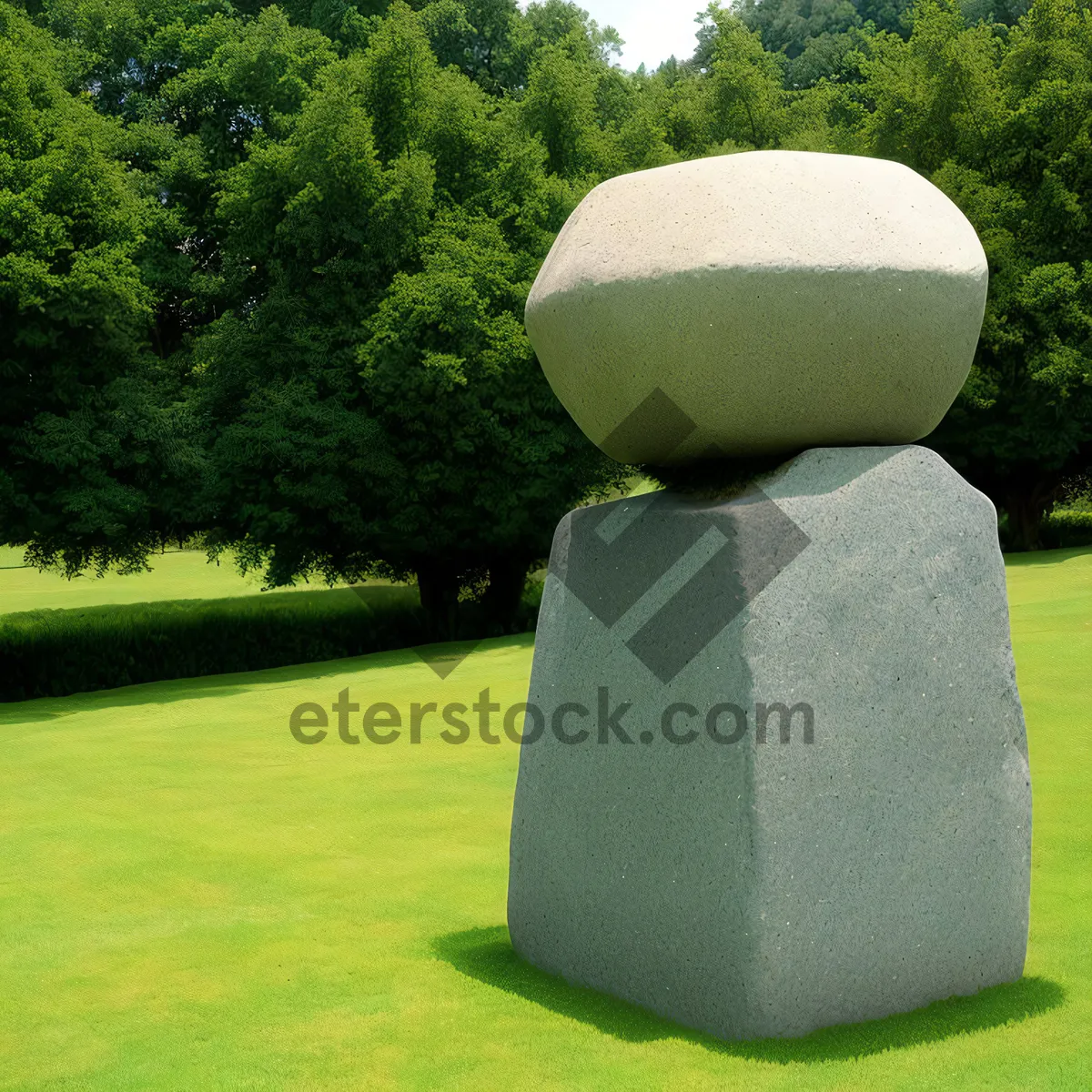 Picture of Skyline Seat on Grass Field: Ottoman Stool with Pedestal