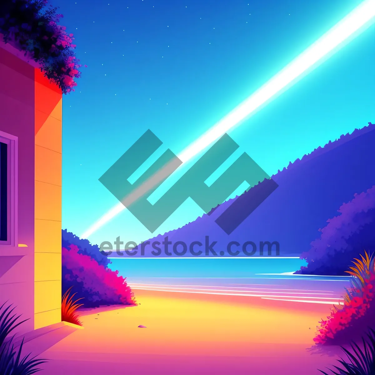 Picture of Vibrant Laser Firework Explosion Graphic Design