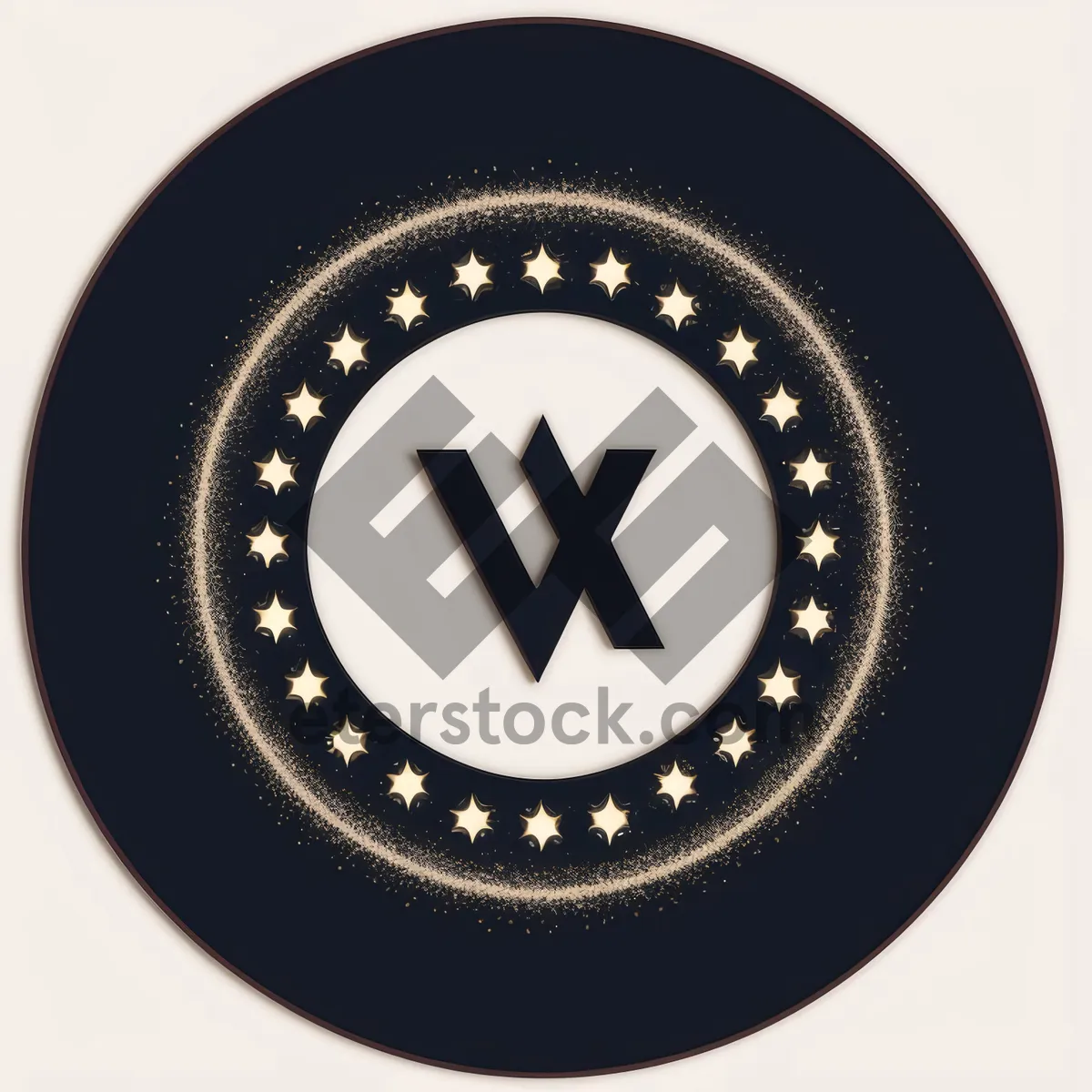 Picture of Glossy Black Round Button with Metallic Design