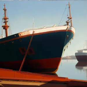 Transportation Hub: Busy Port with Cargo Ships and Cranes