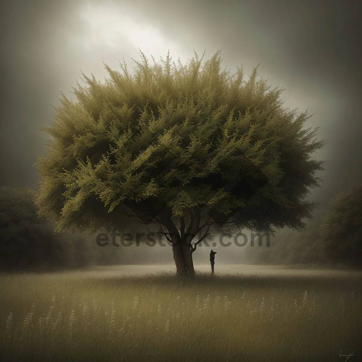 Picture of Serene Willow Tree and Sky Landscape