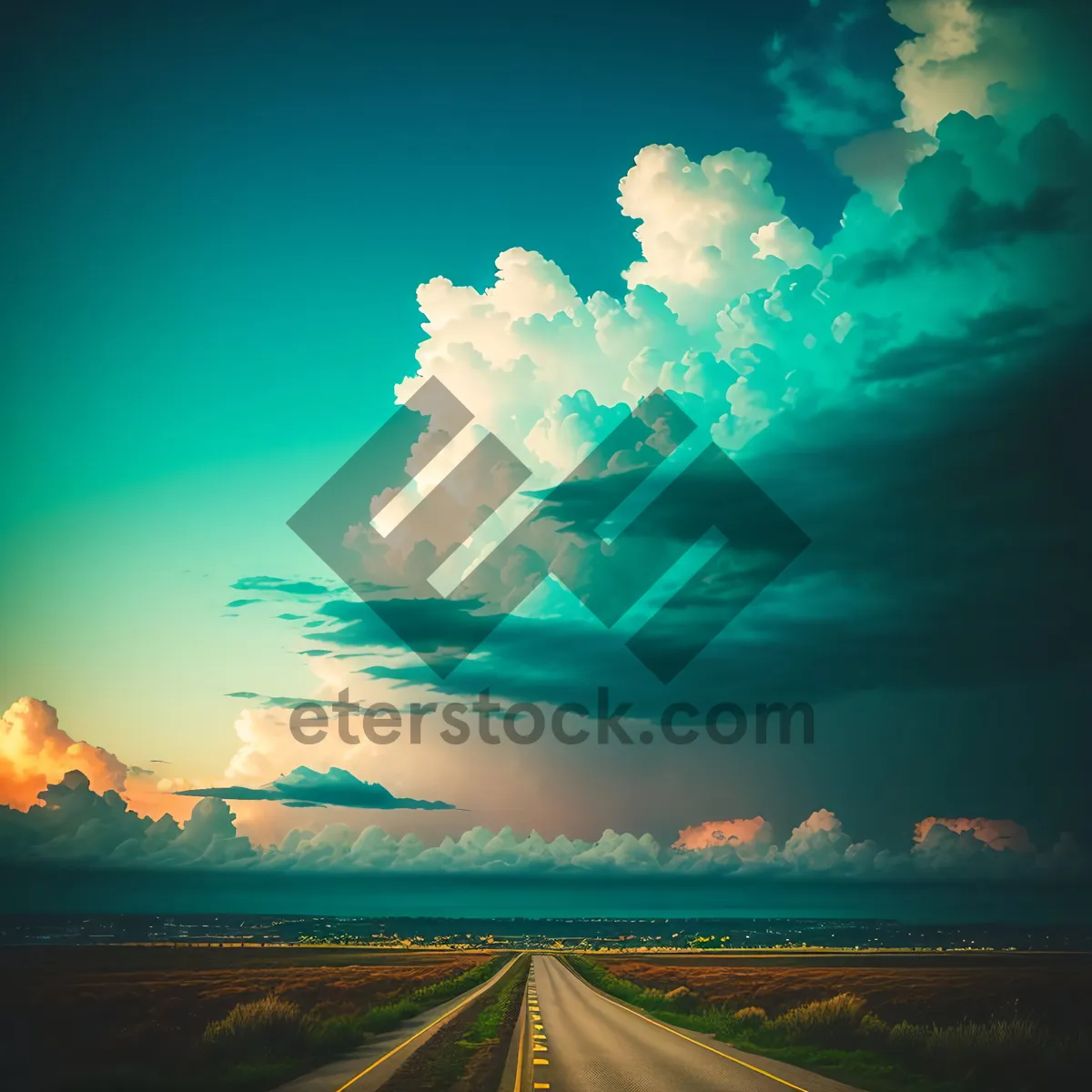 Picture of Serenity in the Skies: A Vibrant Summer Sunset over the Countryside.