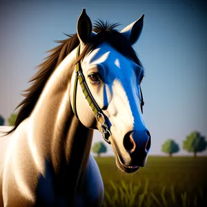 Majestic Thoroughbred Stallion Galloping in Green Meadow