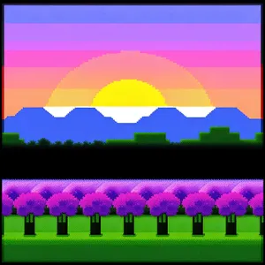Vibrant countryside landscape with blooming meadows.