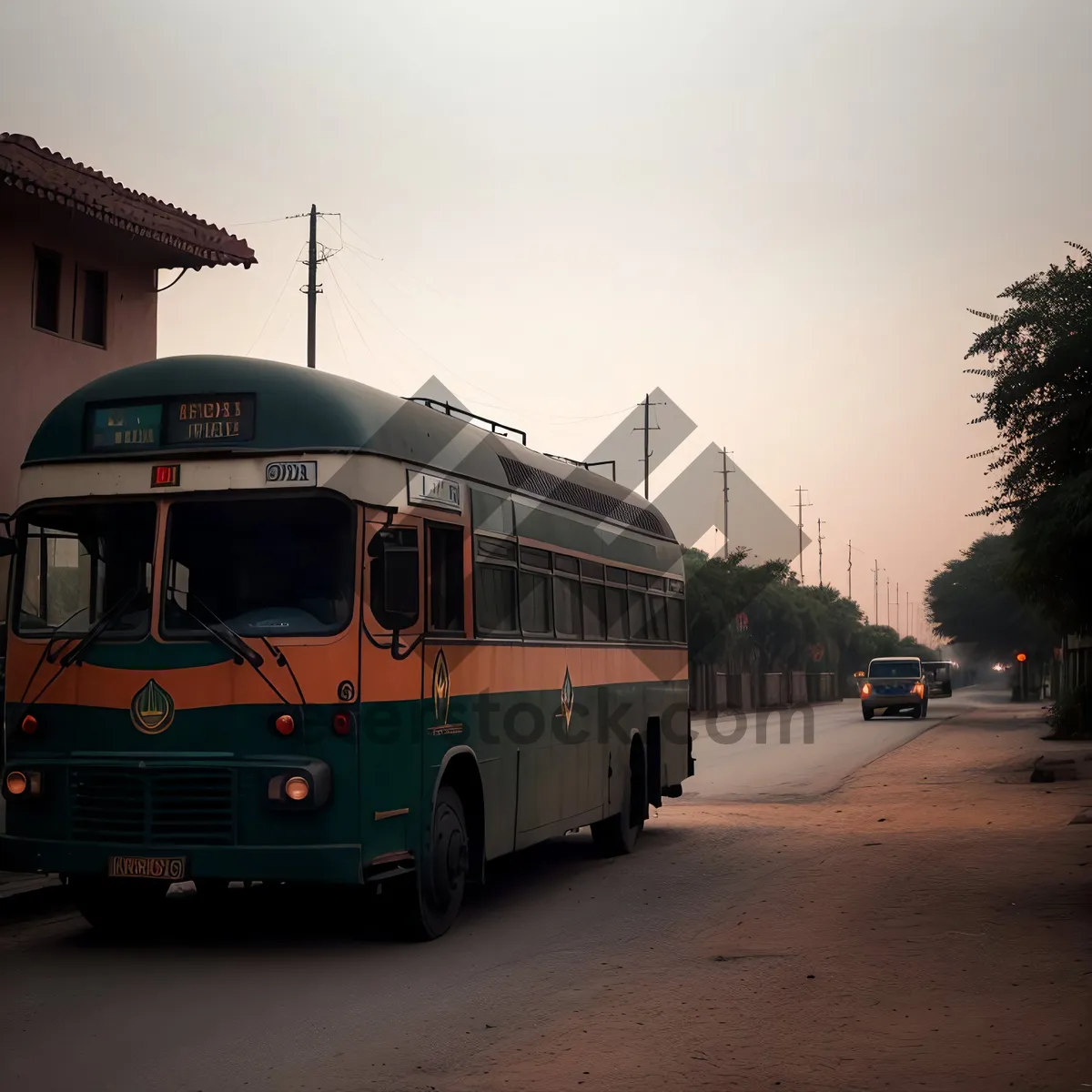 Picture of Efficient Public Transport Shuttle Bus on Highway