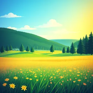 Idyllic Summer Meadow Under Clear Skies