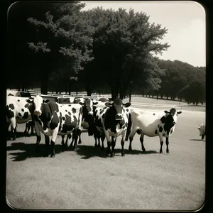 Lush Pastoral Scene with Grazing Livestock