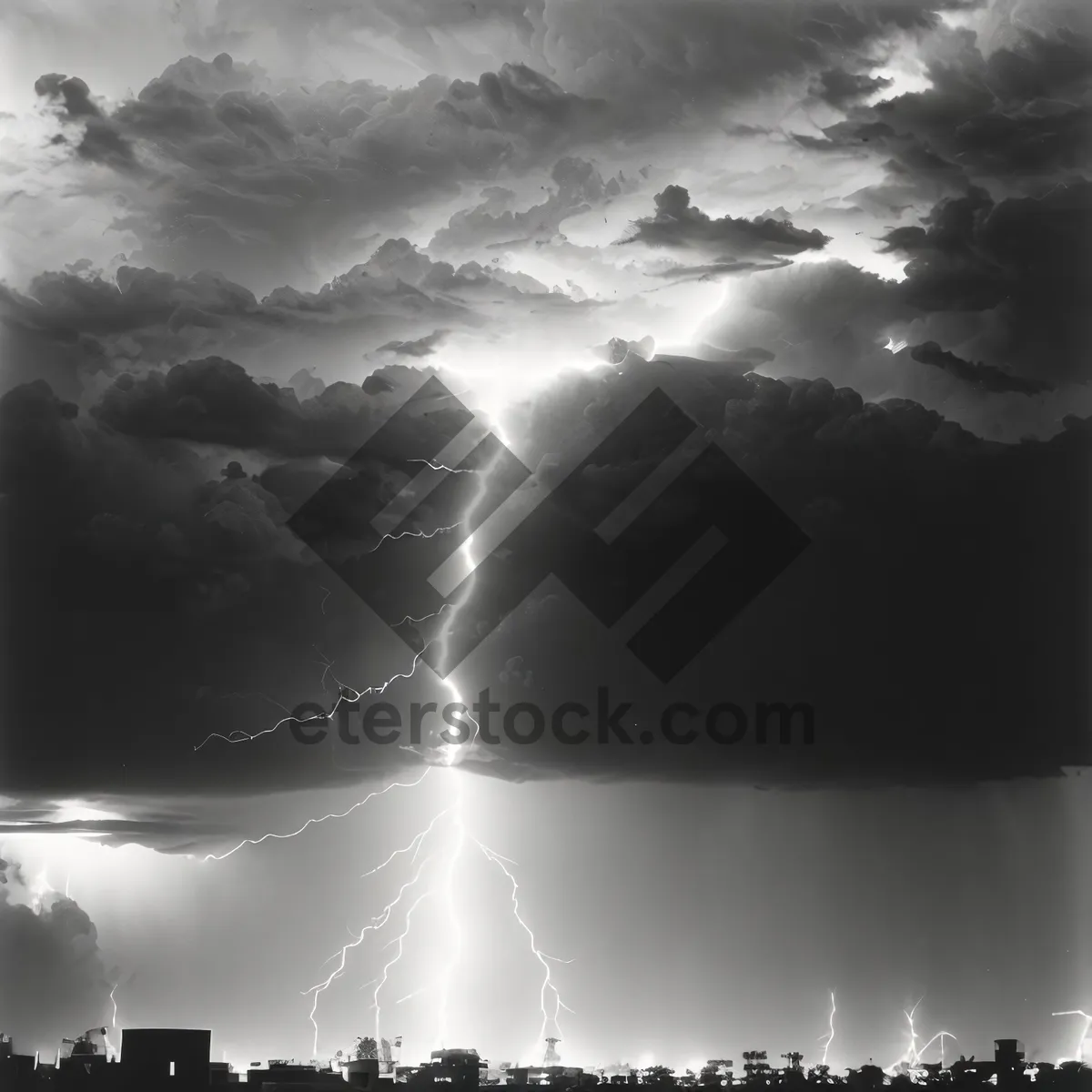 Picture of Dramatic Sunset Sky with Lightning