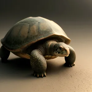 Majestic Shell: Slow and Cute Box Turtle in Desert