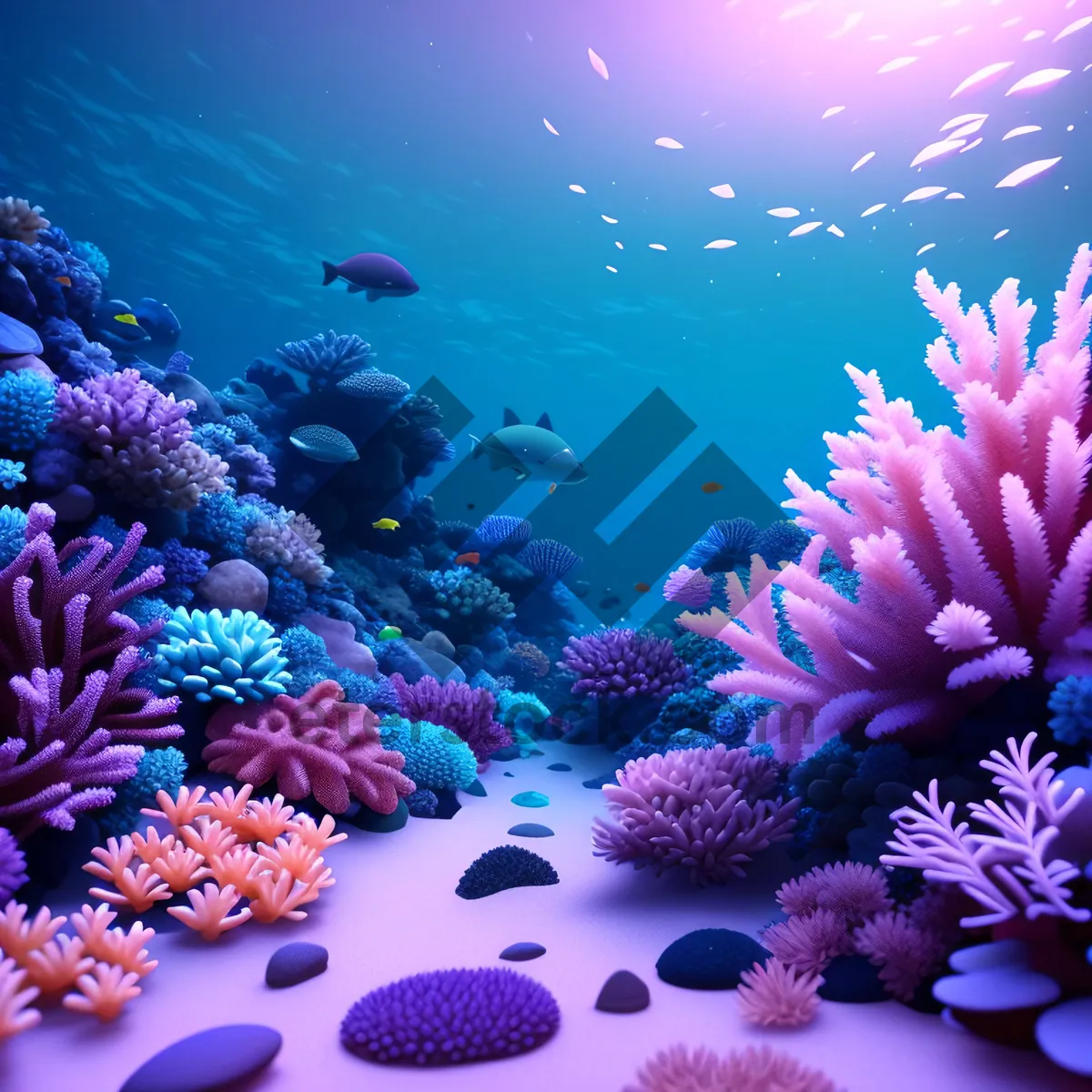 Picture of Exotic Coral Fish Colony in Vibrant Reef