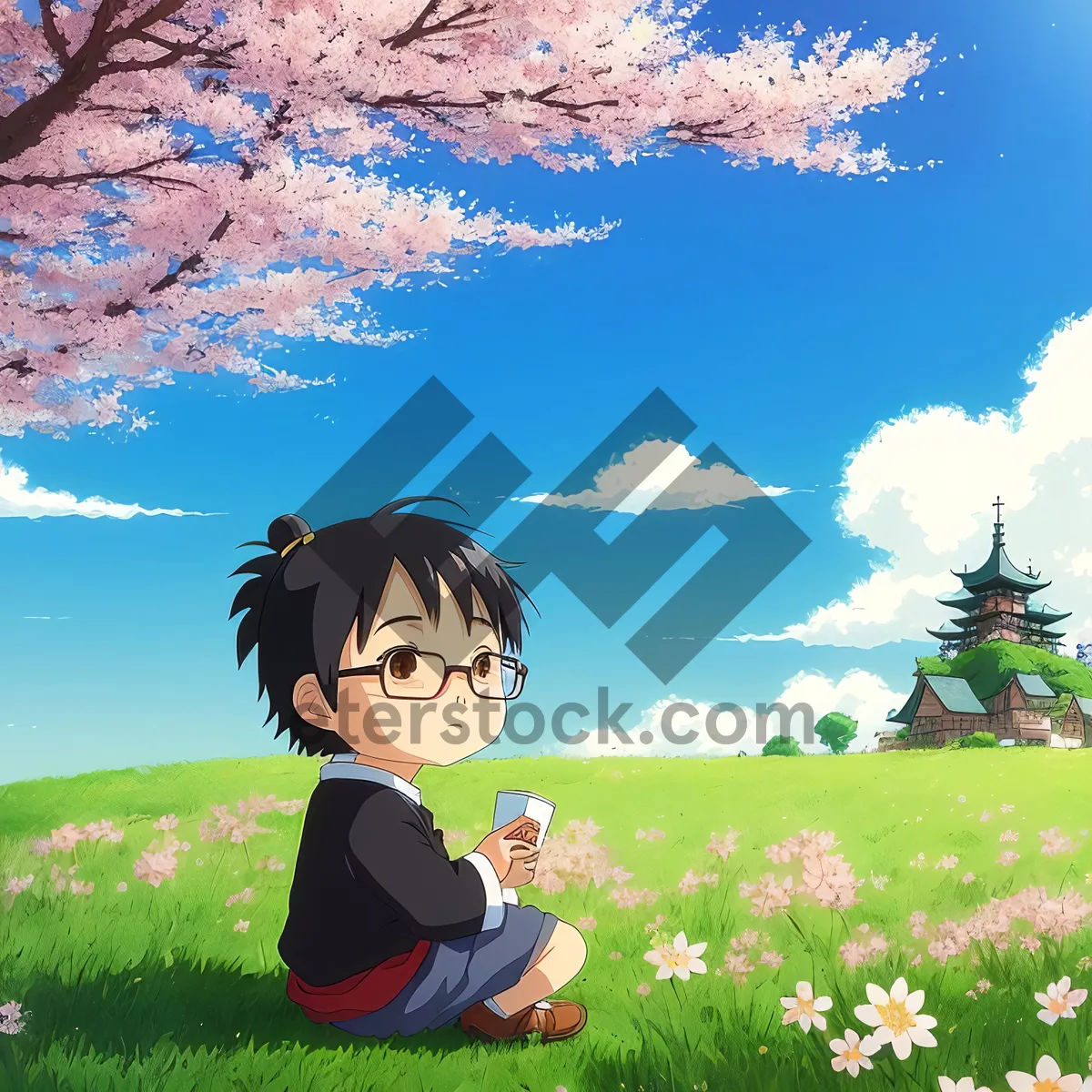 Picture of Smiling Child with Pinwheel in Meadow"
OR
"Attractive Adult with Happy Kid in Park