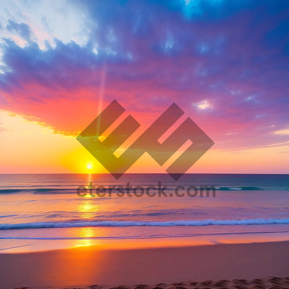 Picture of Sunset Reflection on Tranquil Ocean Waves