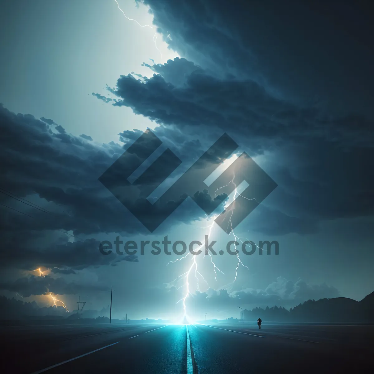 Picture of Powerful Lightning Illuminating Night Sky