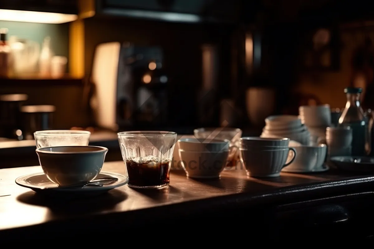 Picture of Morning Breakfast Plate with Coffee and Glass of Milk