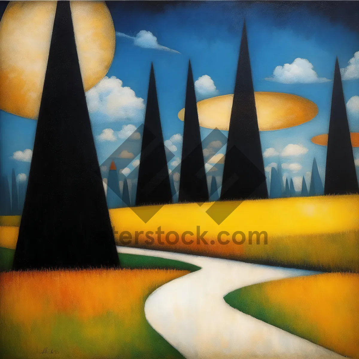 Picture of Colorful yellow crayons on wooden school desk with paper.