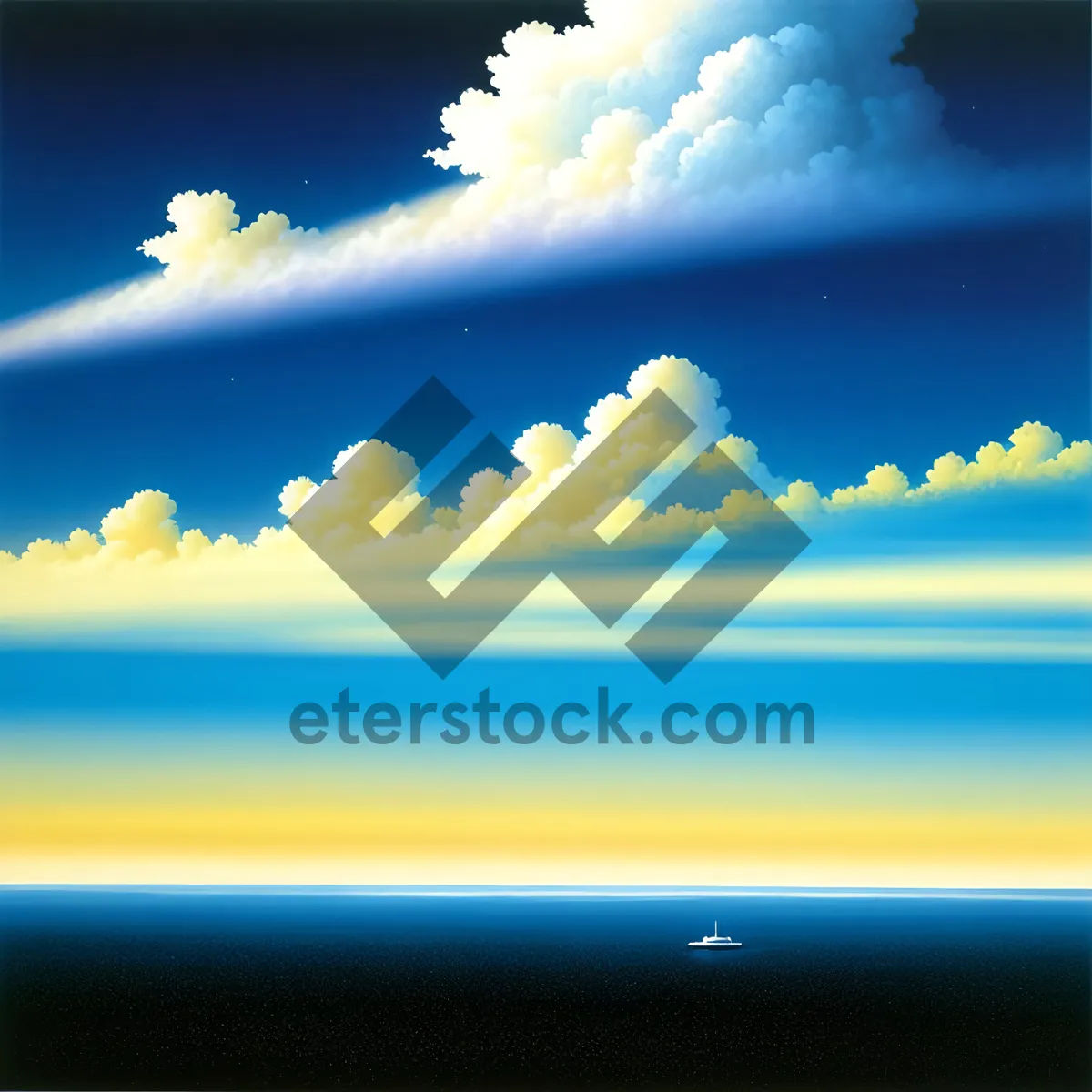 Picture of Blissful Summer Sky: A Playful Dance of Sunlit Clouds