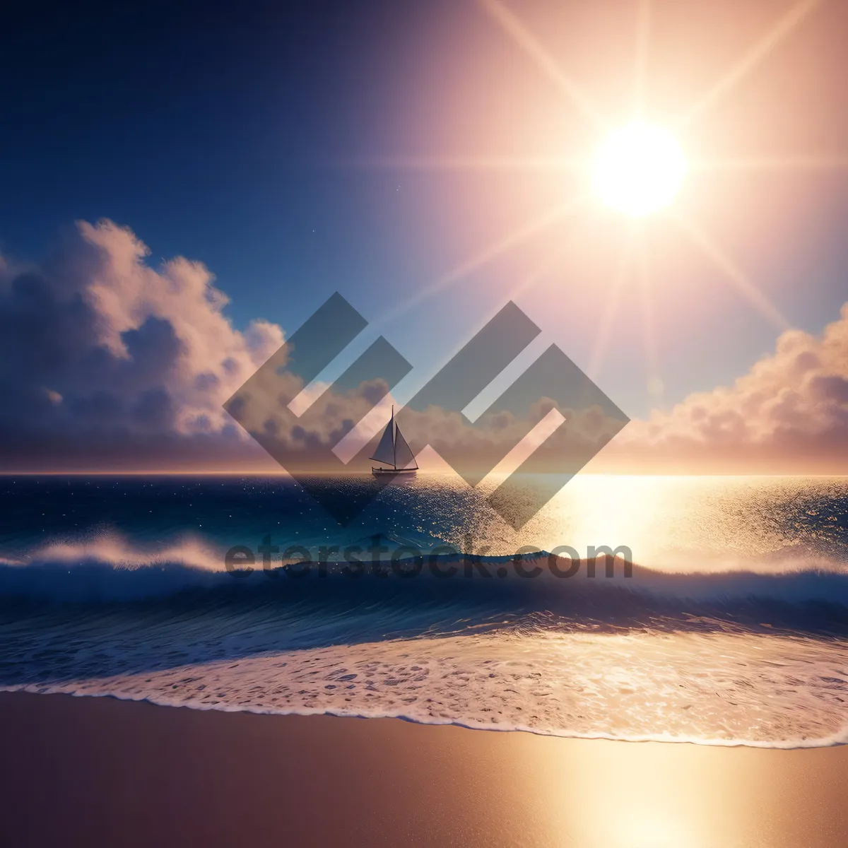 Picture of Majestic Ocean Sunset with Colorful Sky
