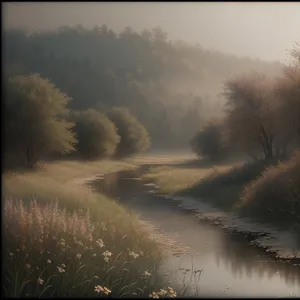 Sunset Skyline with Scenic Rural Landscape