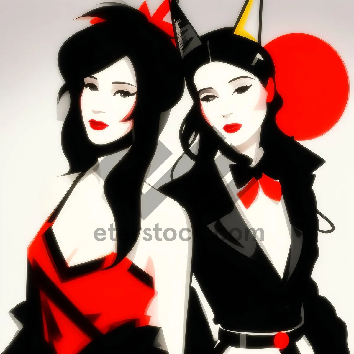 Picture of Fashionable Cartoon Coquette Clip Art Cutout