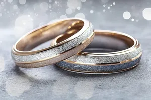 Golden Wedding Jewelry Set: Bangle and Rings