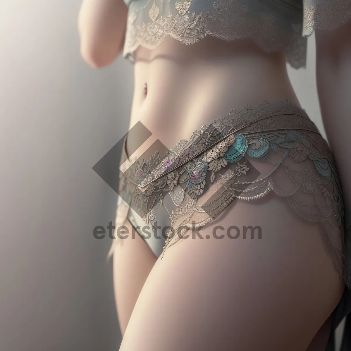 Picture of Seductive lingerie model showcasing slim, sexy figure.