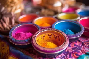 Colorful paint bowl and bangle container.